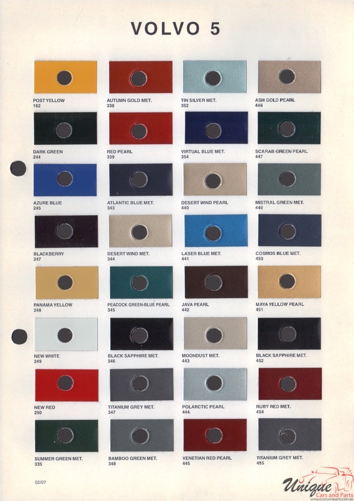 1995 - 2002 Volvo Paint Charts Octoral 5
